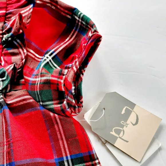 Pastourelle Pippa & Julie Girls Shirt Red Plaid Holiday Christmas 4T New - Picture 6 of 13